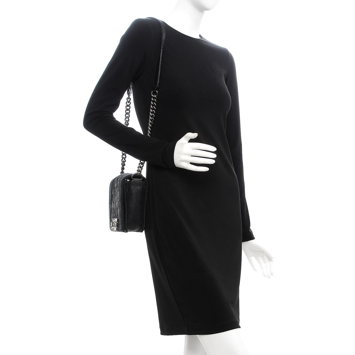 Chanel Iridescent Calfskin Quilted Small Gentle Square Boy Flap Black 3 of 9
