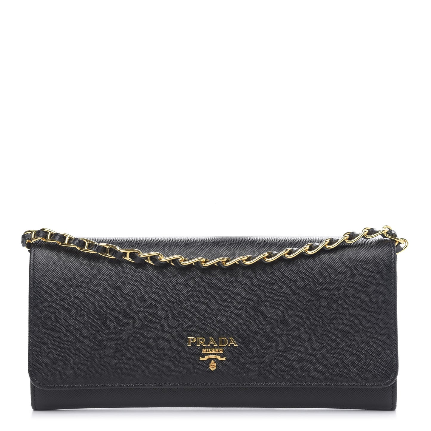 Saffiano Metal Oro Chain Wallet Black