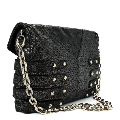 Jimmy Choo Metallic Calfskin Brix Convertible Clutch Black 2 of 11