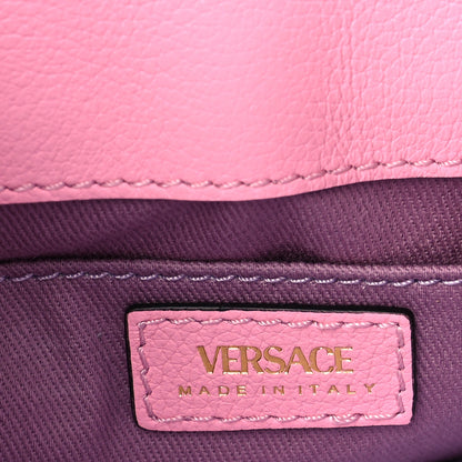 Versace Grained Calfskin Canvas Houndstooth Small La Medusa Top Handle Bag Pink Multicolor 5 of 7