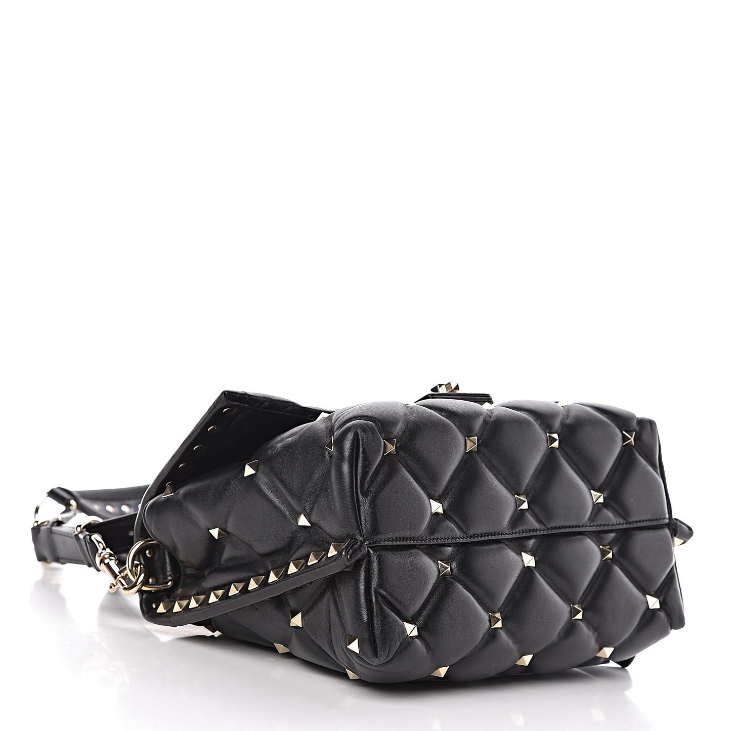 Lambskin VLTN Print Candystud Top Handle Bag Black