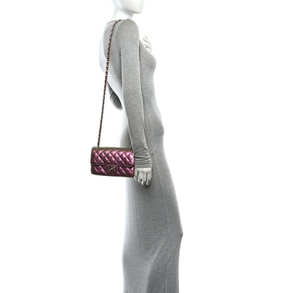 Chanel Iridescent Lambskin Quilted Mini Rectangular Flap Purple 2 of 11