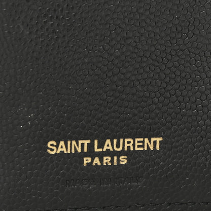 Saint Laurent Grain De Poudre Matelasse Chevron Monogram Zipped Card Case Black 6 of 12