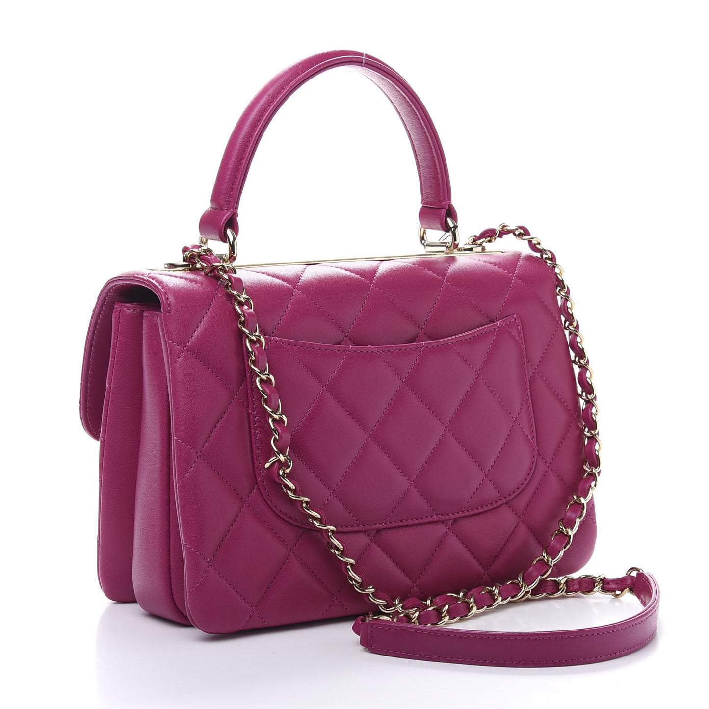 Lambskin Quilted Small Trendy CC Dual Handle Bag Dark Pink