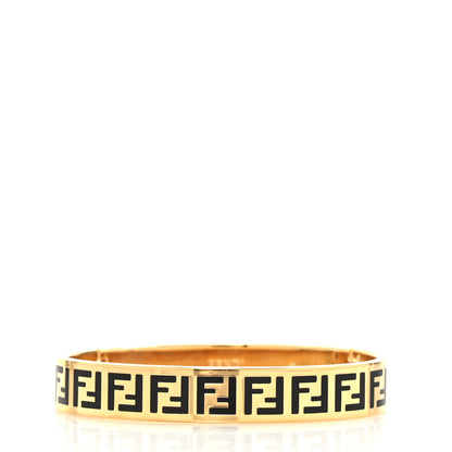Fendi Brass Enamel FF Bracelet S Gold Black 1 of 4