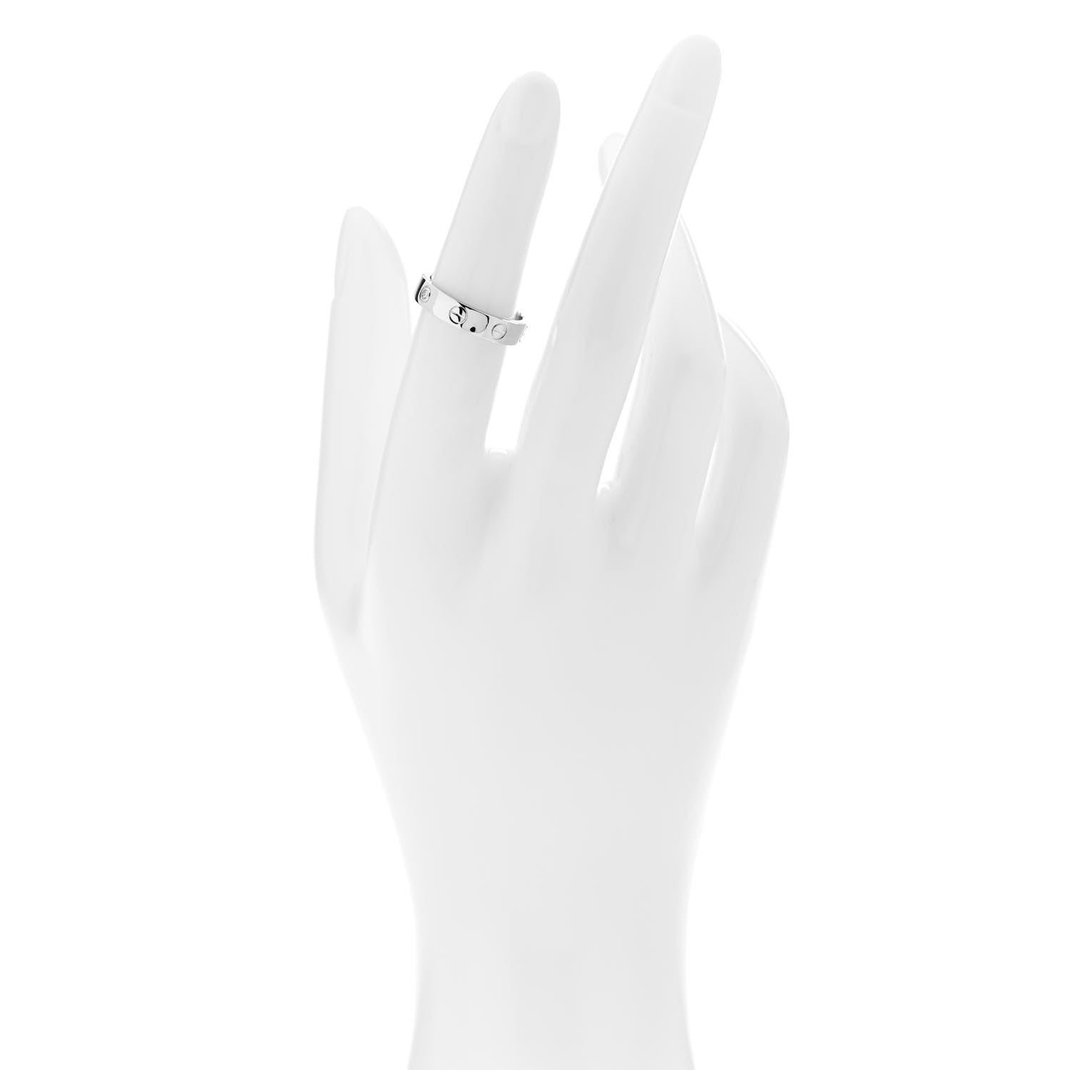 Cartier 18K White Gold Diamond 4mm LOVE Wedding Band Ring 50 5.25 2 of 4