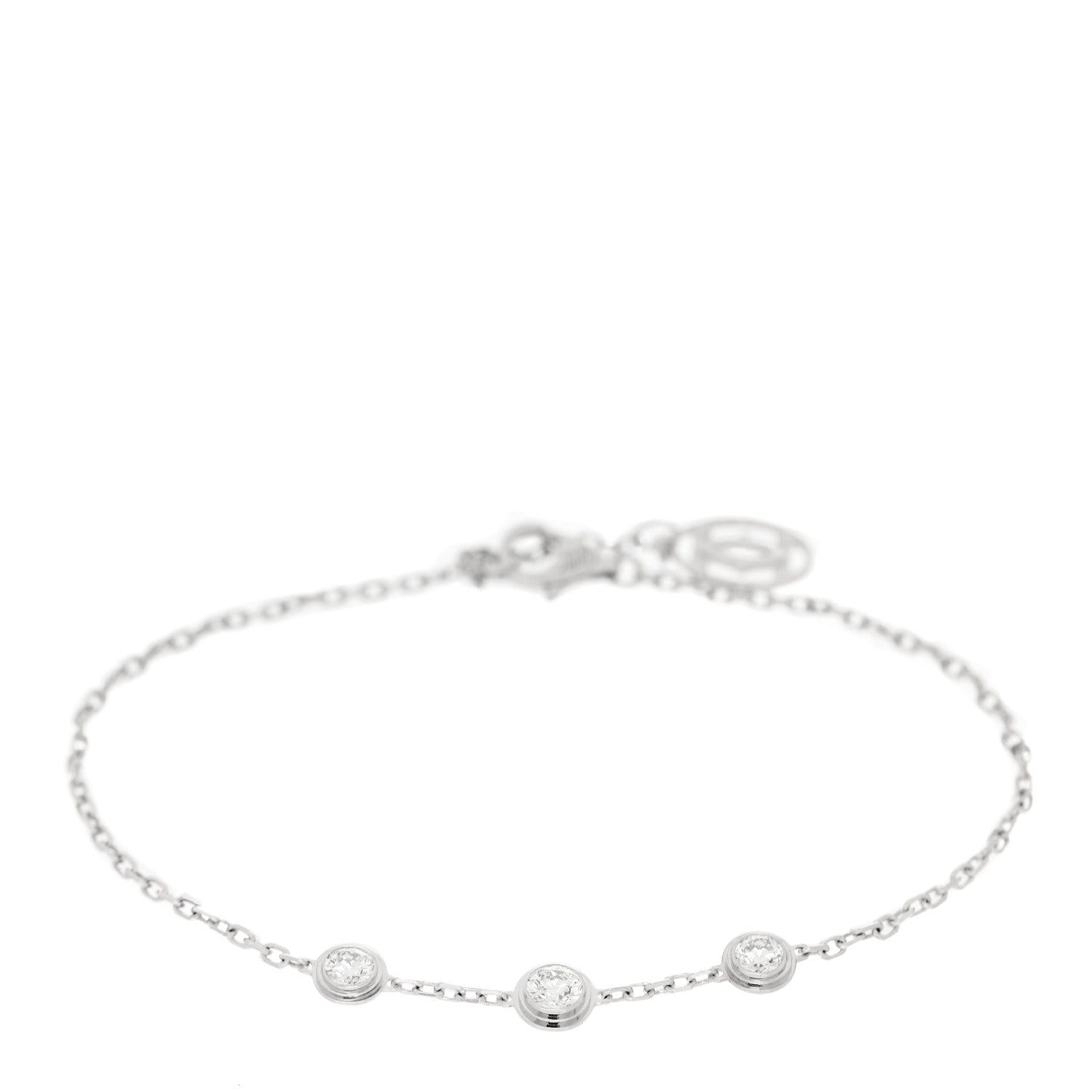Cartier 18K White Gold 3 Diamond Diamants Legers Bracelet 1 of 4