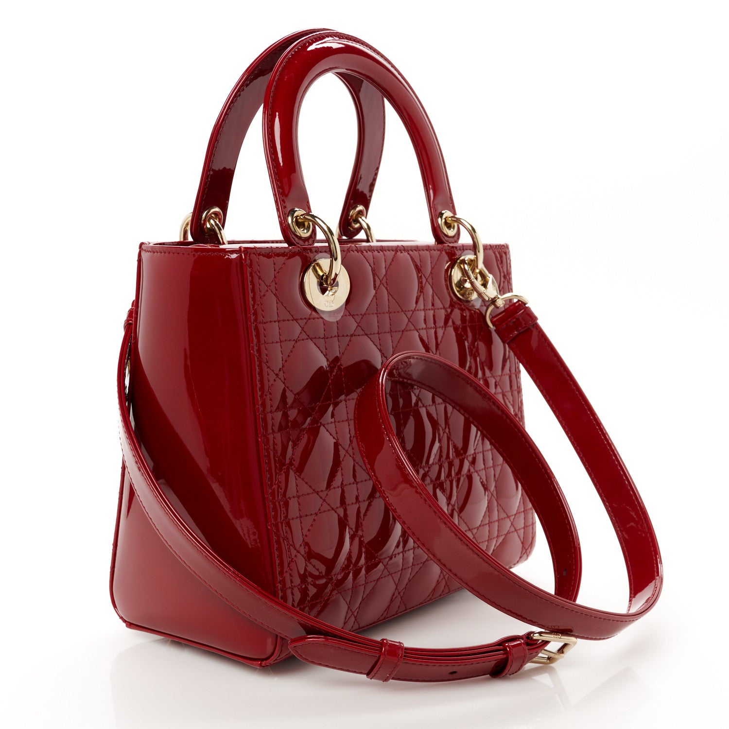 Christian Dior Patent Cannage Medium Lady Dior Burgundy Red 3 of 10