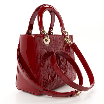 Christian Dior Patent Cannage Medium Lady Dior Burgundy Red 3 of 10