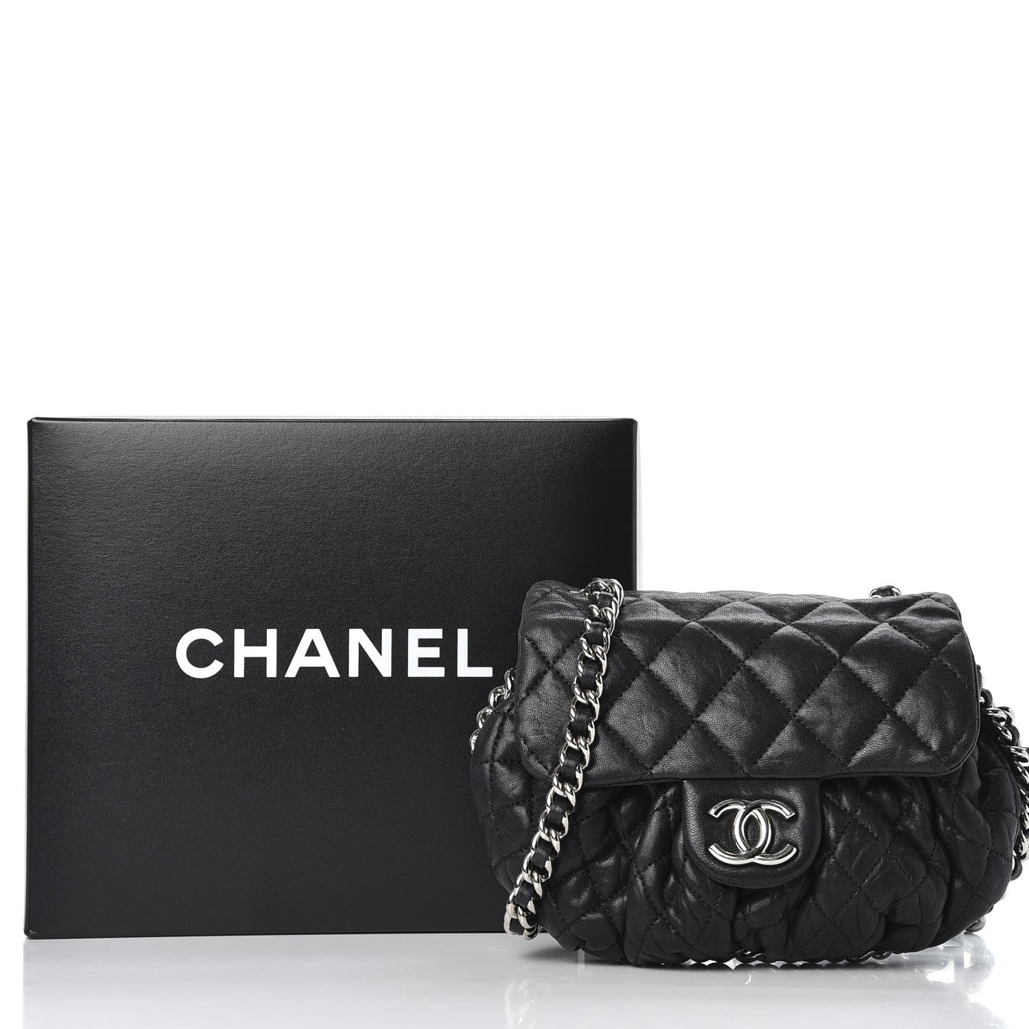 Chanel Washed Lambskin Quilted Mini Chain Around Flap Black 10 of 10