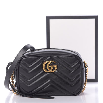 Gucci Calfskin Matelasse Mini GG Marmont Chain Shoulder Bag Black 11 of 11
