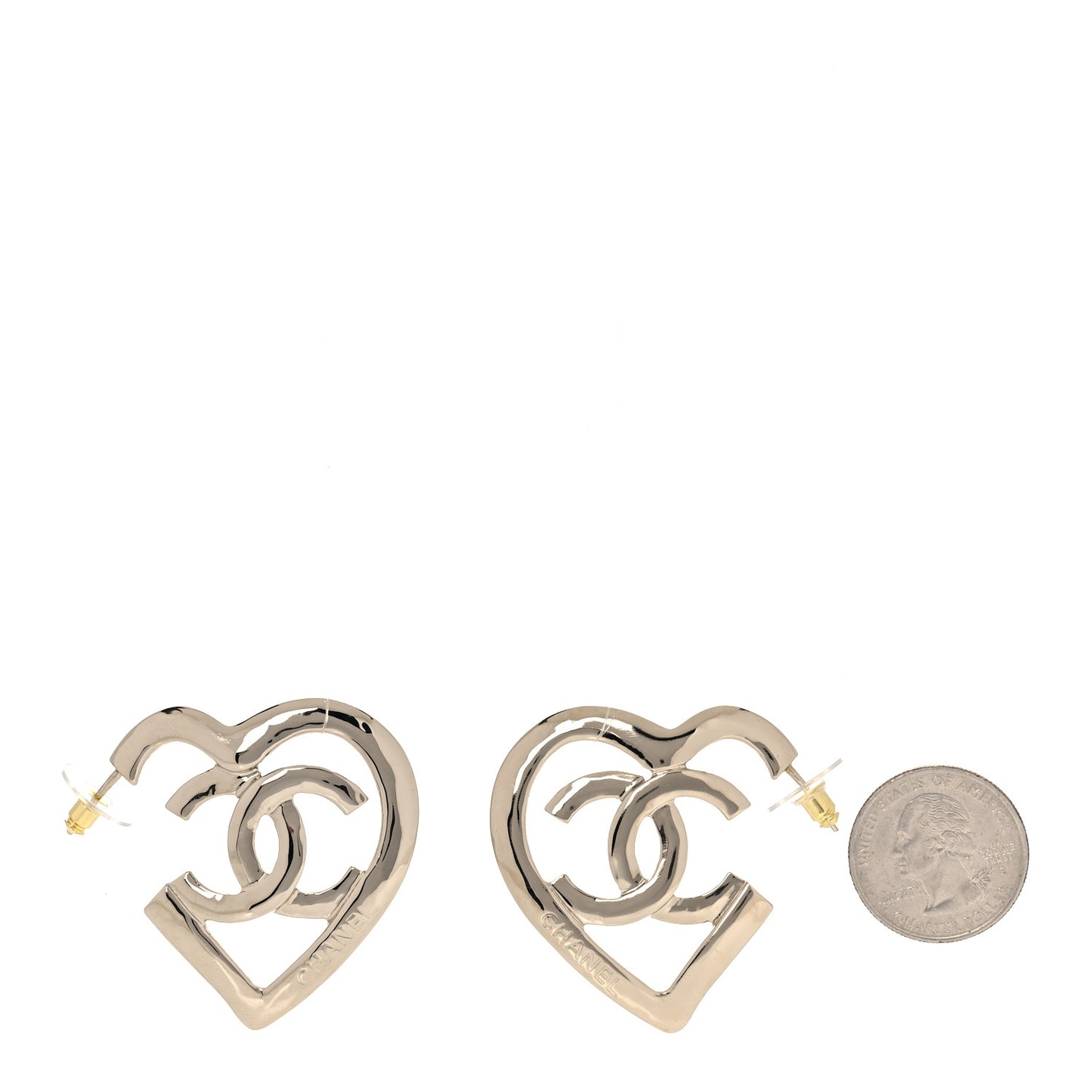 Metal CC Heart Coco In Love Hoop Earrings Gold