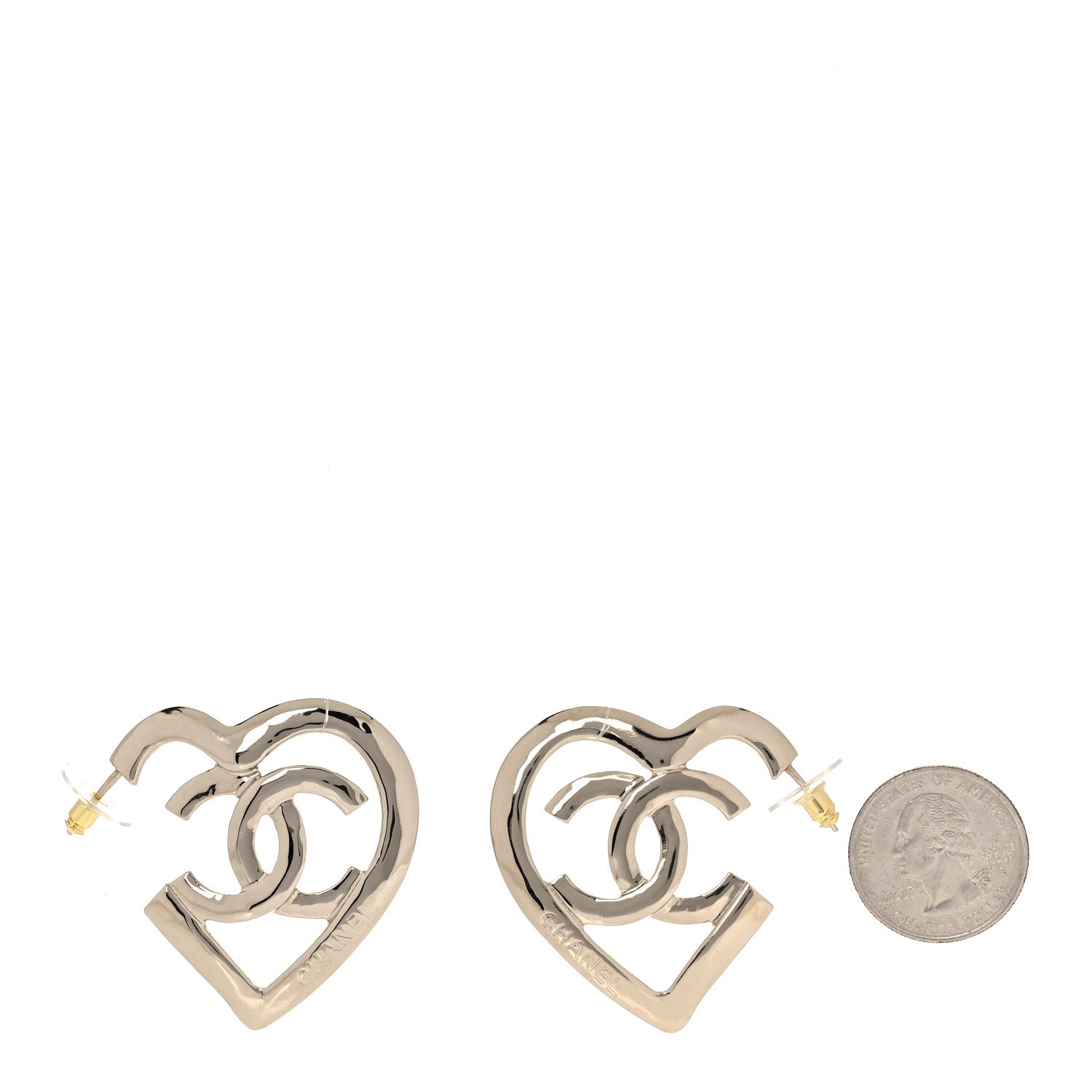 Chanel Metal CC Heart Coco In Love Hoop Earrings Gold 2 of 6