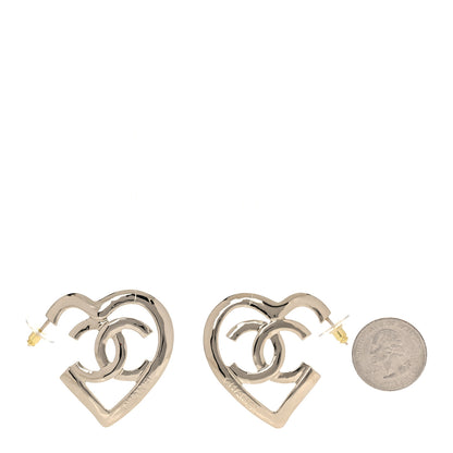 Chanel Metal CC Heart Coco In Love Hoop Earrings Gold 2 of 6