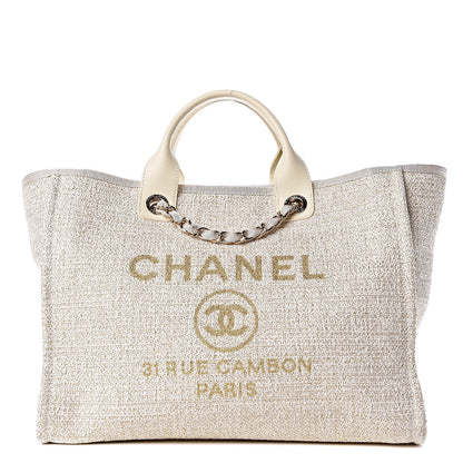 Chanel Canvas Large Deauville Tote Ivory 1 of 9