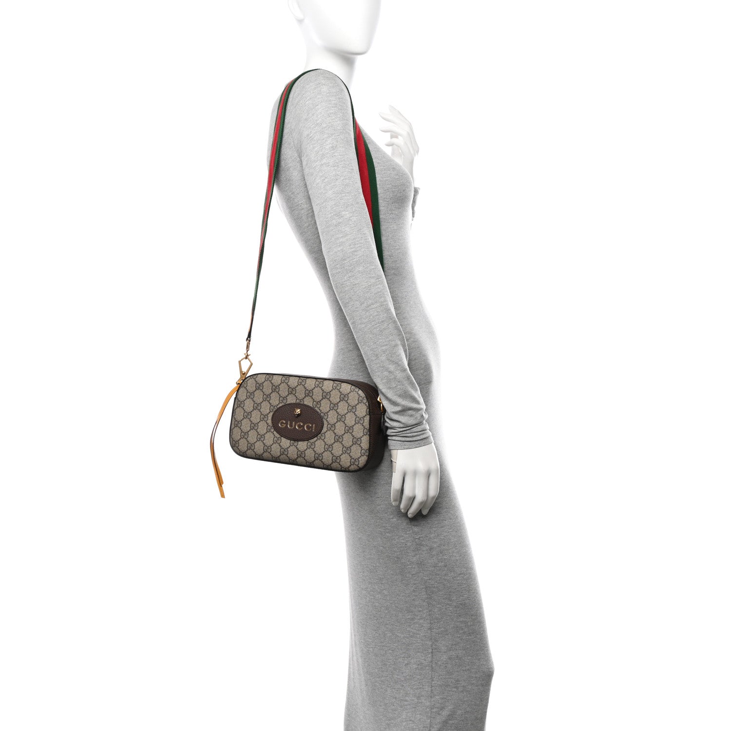 Gucci GG Supreme Monogram Web Neo Vintage Shoulder Bag Beige New Acero Crop 2 of 10