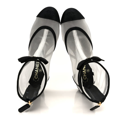 Chanel Mesh Grosgrain CC Cap Toe Ankle Boots 40 White Black 2 of 11