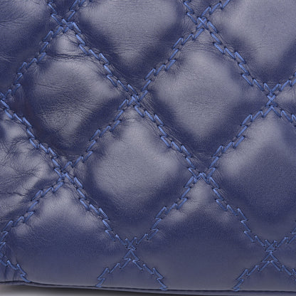Chanel Calfskin Quilted Double Stitch Hamptons Clutch with Chain Blue 13 of 14
