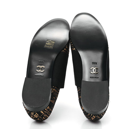 Chanel Tweed Patent CC Womens Lace Up Oxfords 39.5 Black Gold 5 of 8