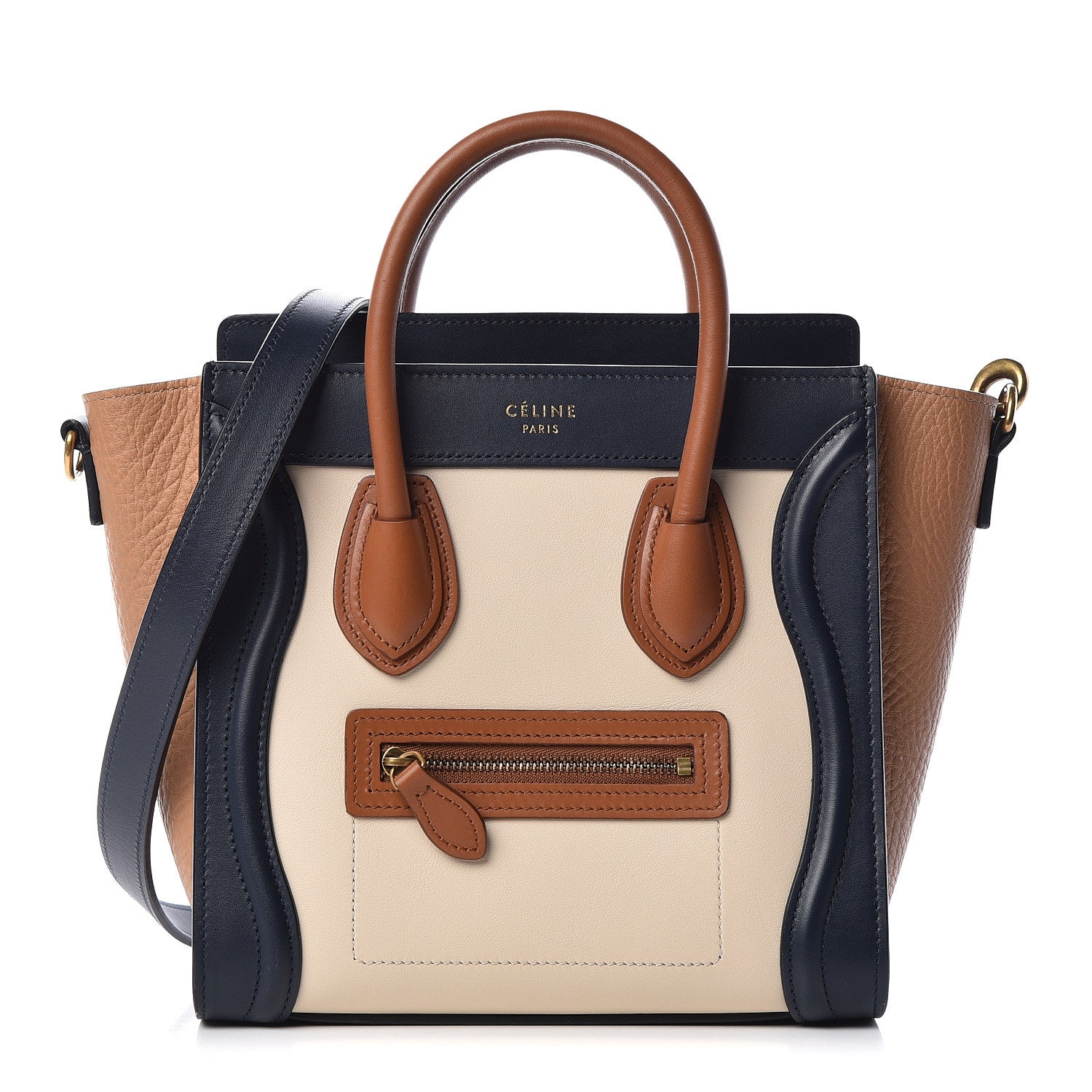 Celine Smooth Drummed Calfskin Nano Tri-Color Luggage Chalk 1 of 9