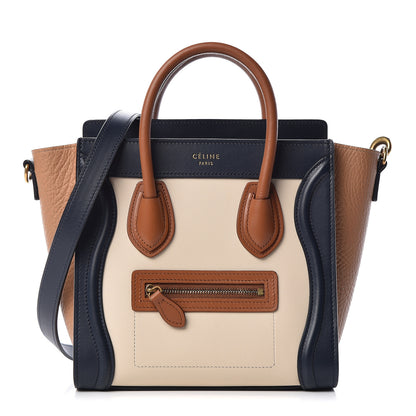 Celine Smooth Drummed Calfskin Nano Tri-Color Luggage Chalk 1 of 9