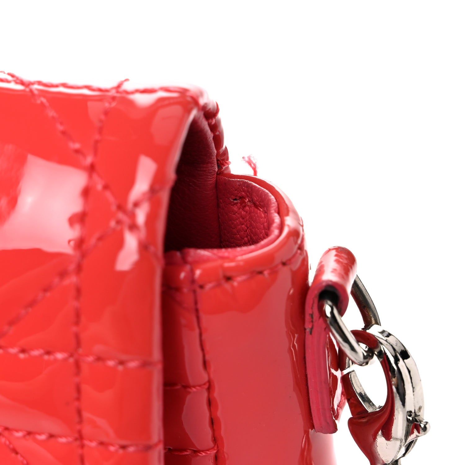 Christian Dior Patent Cannage New Lock Pouch Coral 17 of 17