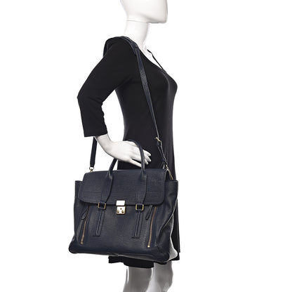 3.1 Phillip Lim 3.1 Textured Calfskin Large Pashli Satchel Ink 2 of 10