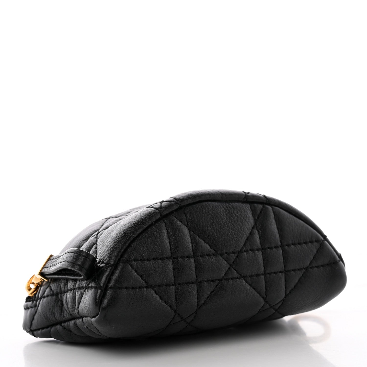 Christian Dior Supple Calfskin Cannage Caro Half-Moon Coin Purse Black 4 of 10
