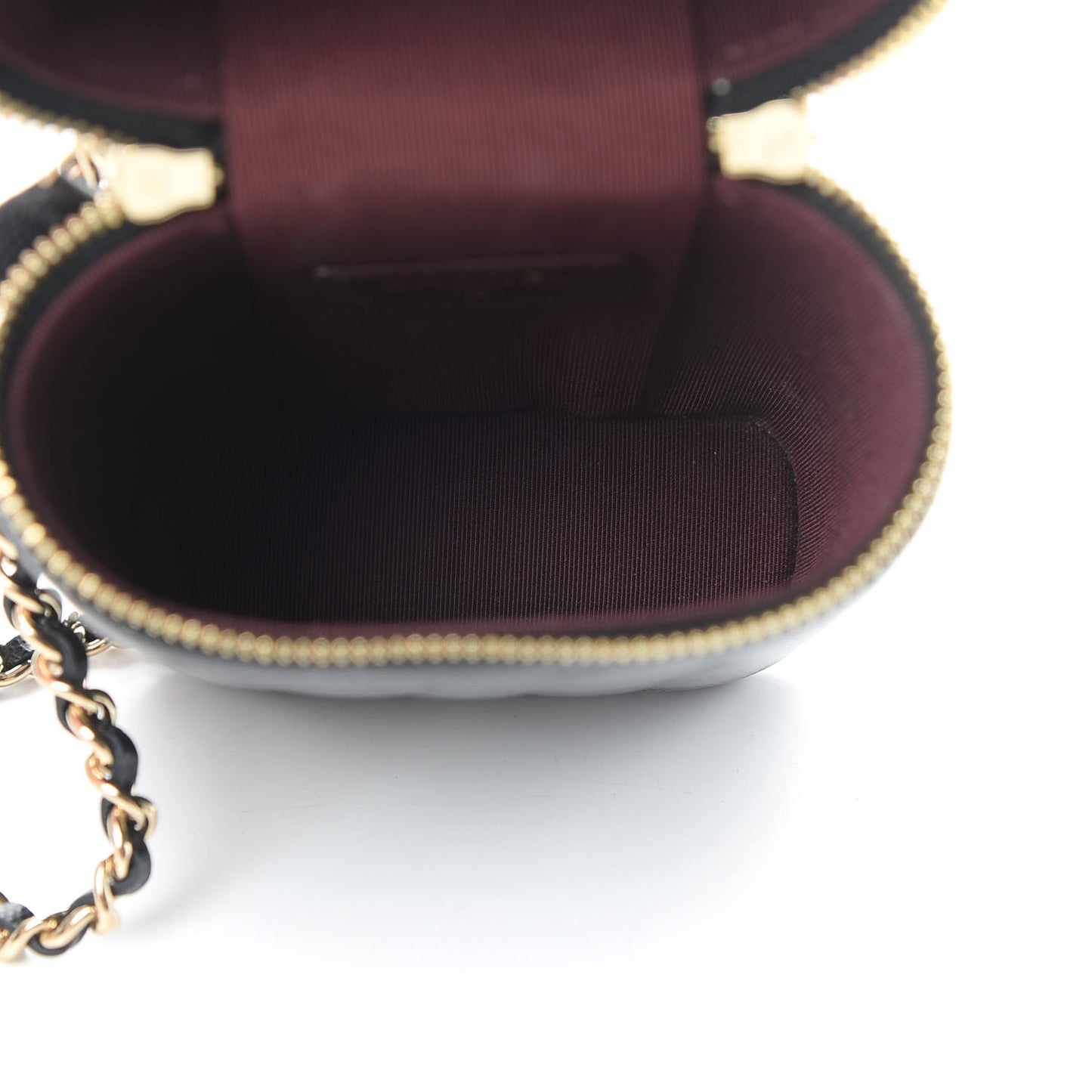 Caviar Quilted Phone Holder With Chain Black