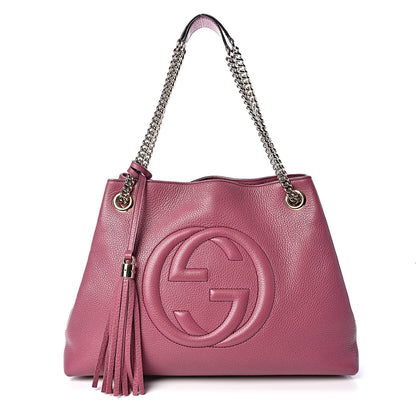 Gucci Pebbled Calfskin Medium Soho Chain Shoulder Bag Peonia Flower 1 of 13