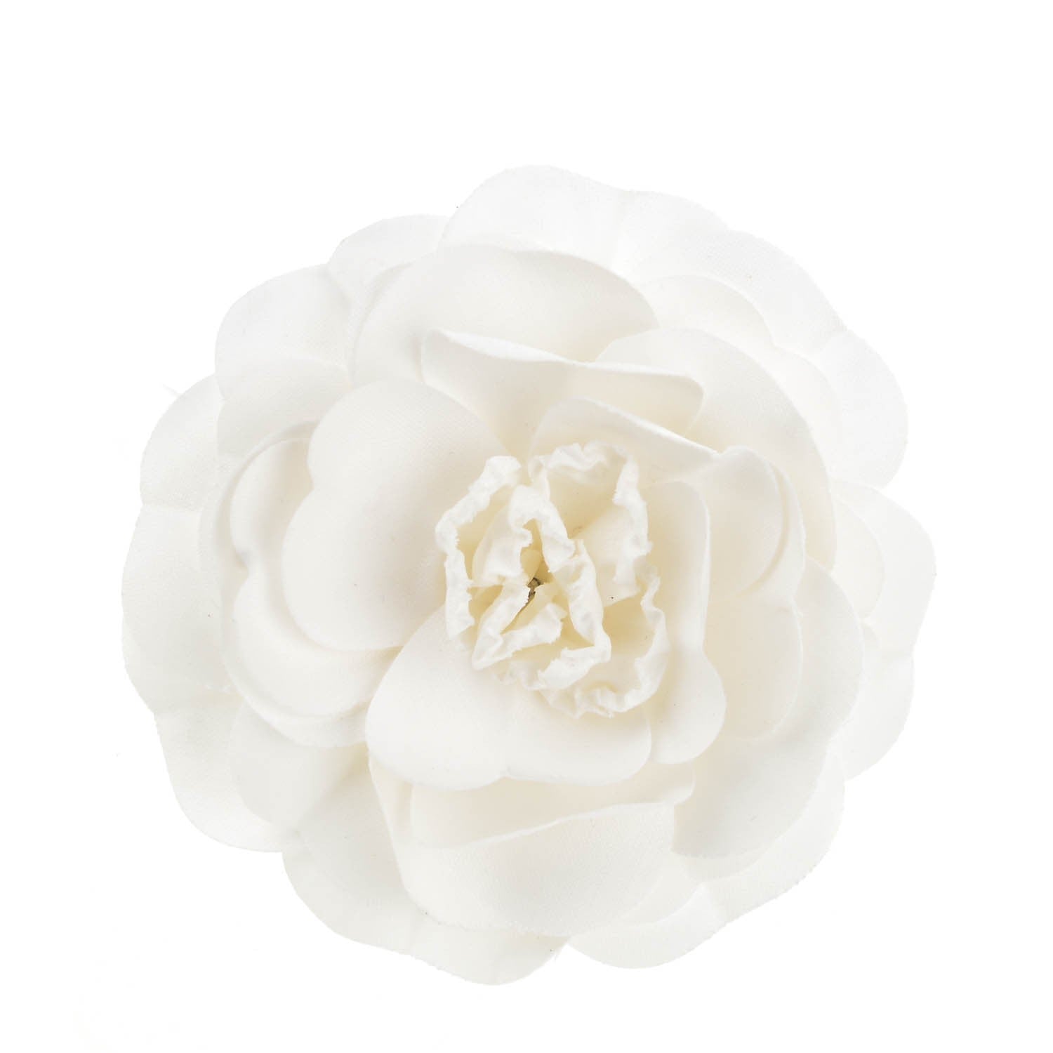 Chanel Crepe Satin Camellia Brooch Pin White 1 of 5