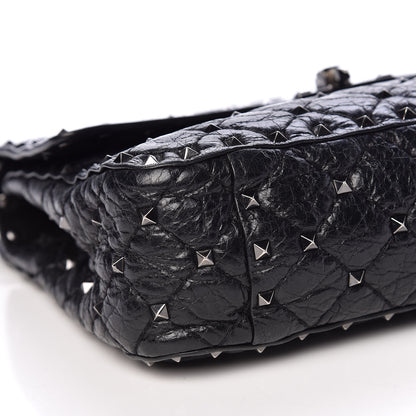 Valentino Garavani Craquele Nappa Medium Rockstud Spike Shoulder Bag Black 7 of 24
