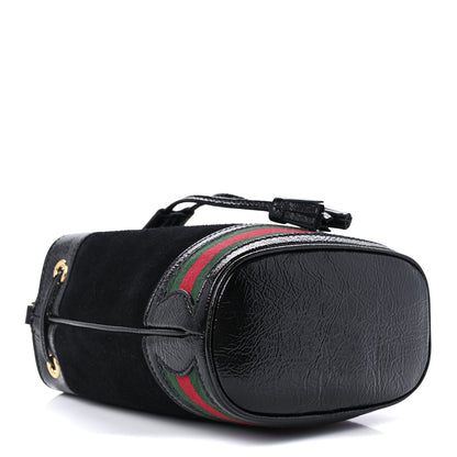 Gucci Suede Patent Web Mini Ophidia Bucket Bag Black 4 of 13