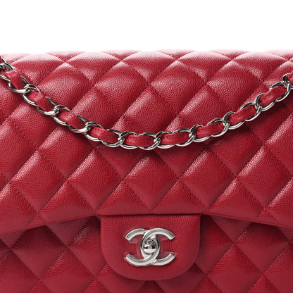 Chanel Caviar Quilted Jumbo Double Flap Red 14 of 15