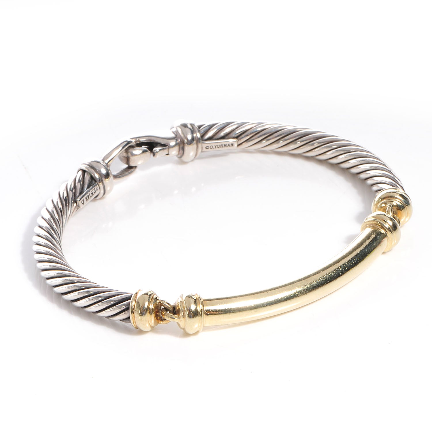 David Yurman Sterling Silver 14K Yellow Gold 5mm Metro Cable Bracelet 3 of 5
