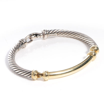 David Yurman Sterling Silver 14K Yellow Gold 5mm Metro Cable Bracelet 3 of 5