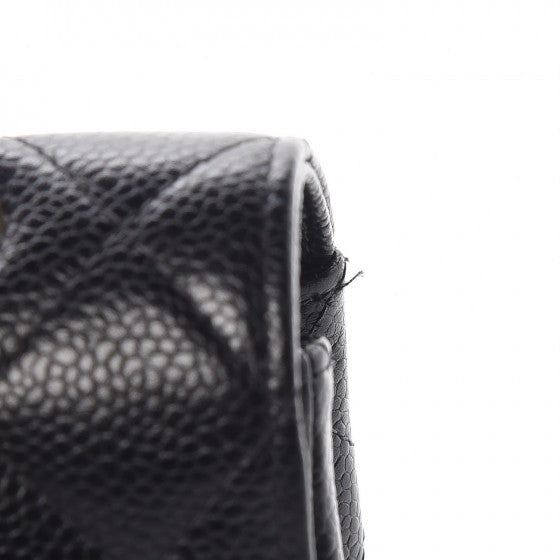 Caviar Quilted Medium Double Flap Black