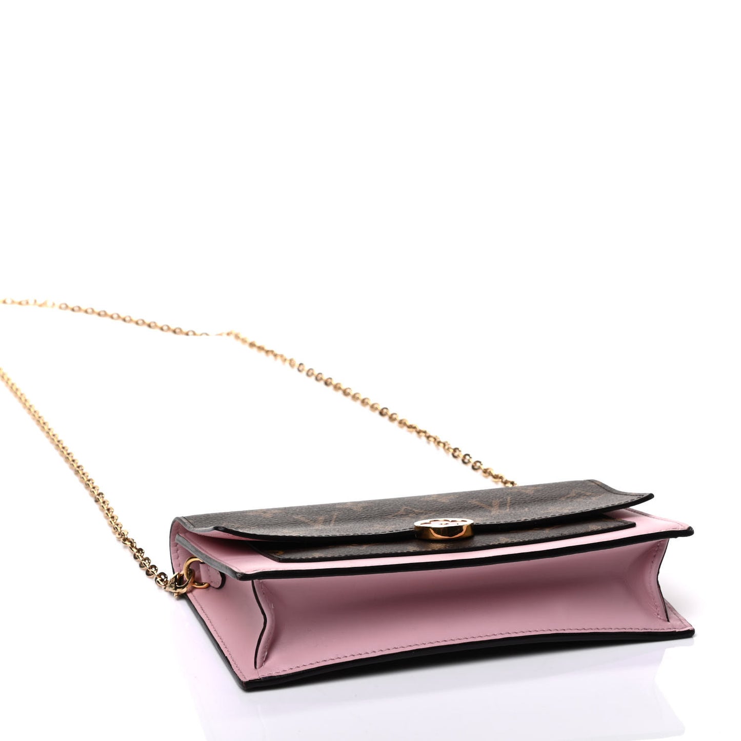 Monogram Flore Chain Wallet Rose Ballerine