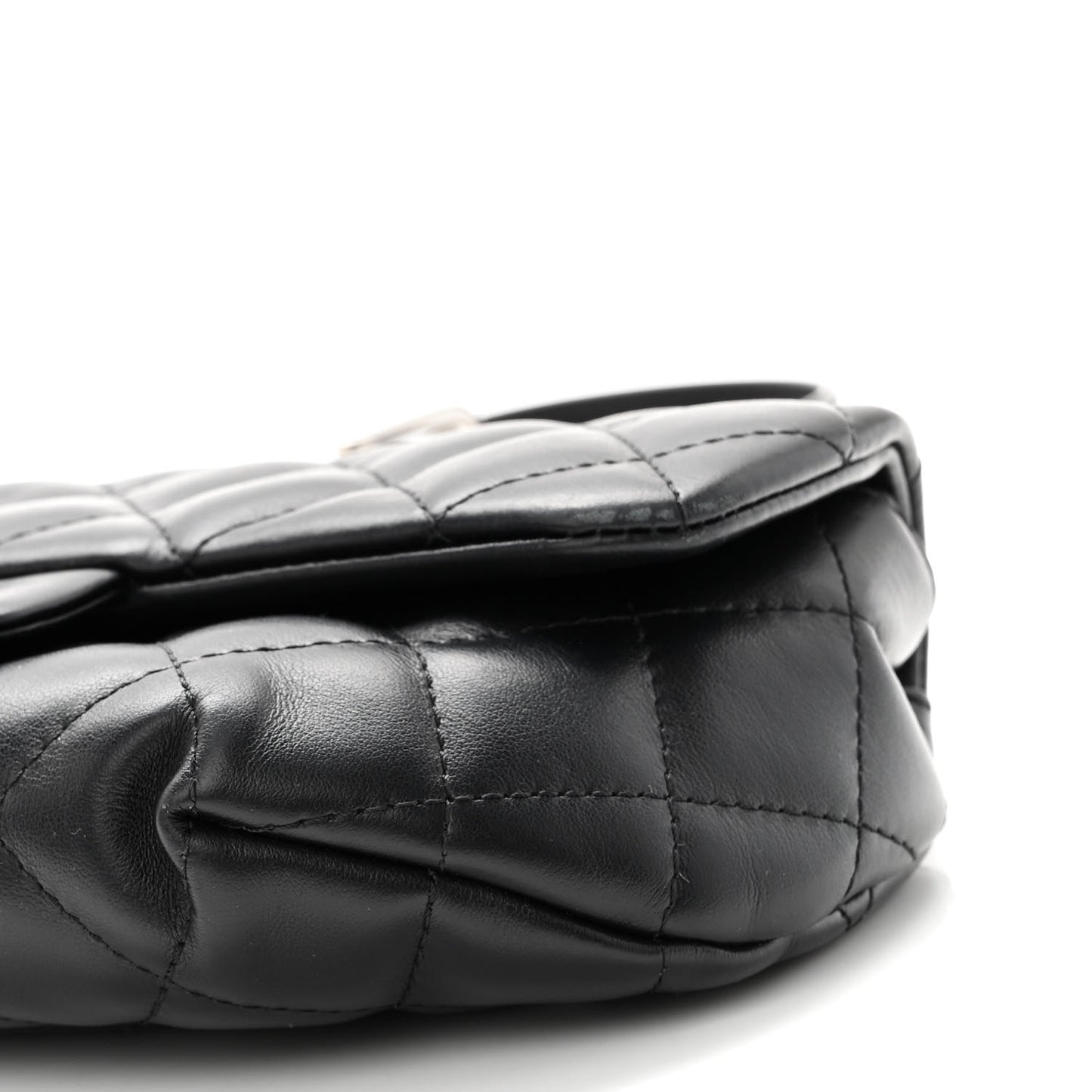 Calfskin Quilted CC Uniform Flap Belt Bag Black