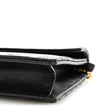 Saint Laurent Grain De Poudre Matelasse Chevron Monogram Envelope Chain Wallet Black 9 of 9