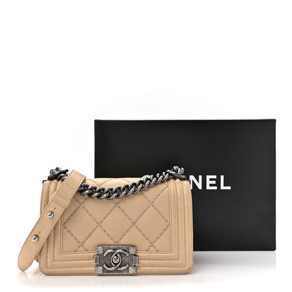 Chanel Calfskin Double Stitch Small Boy Flap Beige 20 of 20