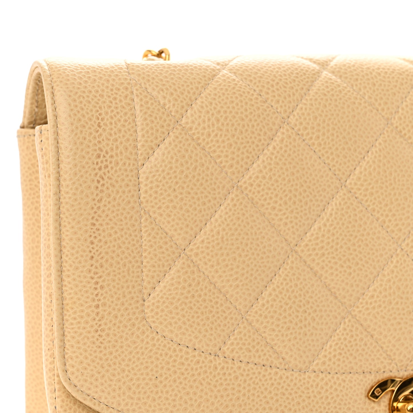Caviar Quilted Medium Single Flap Beige