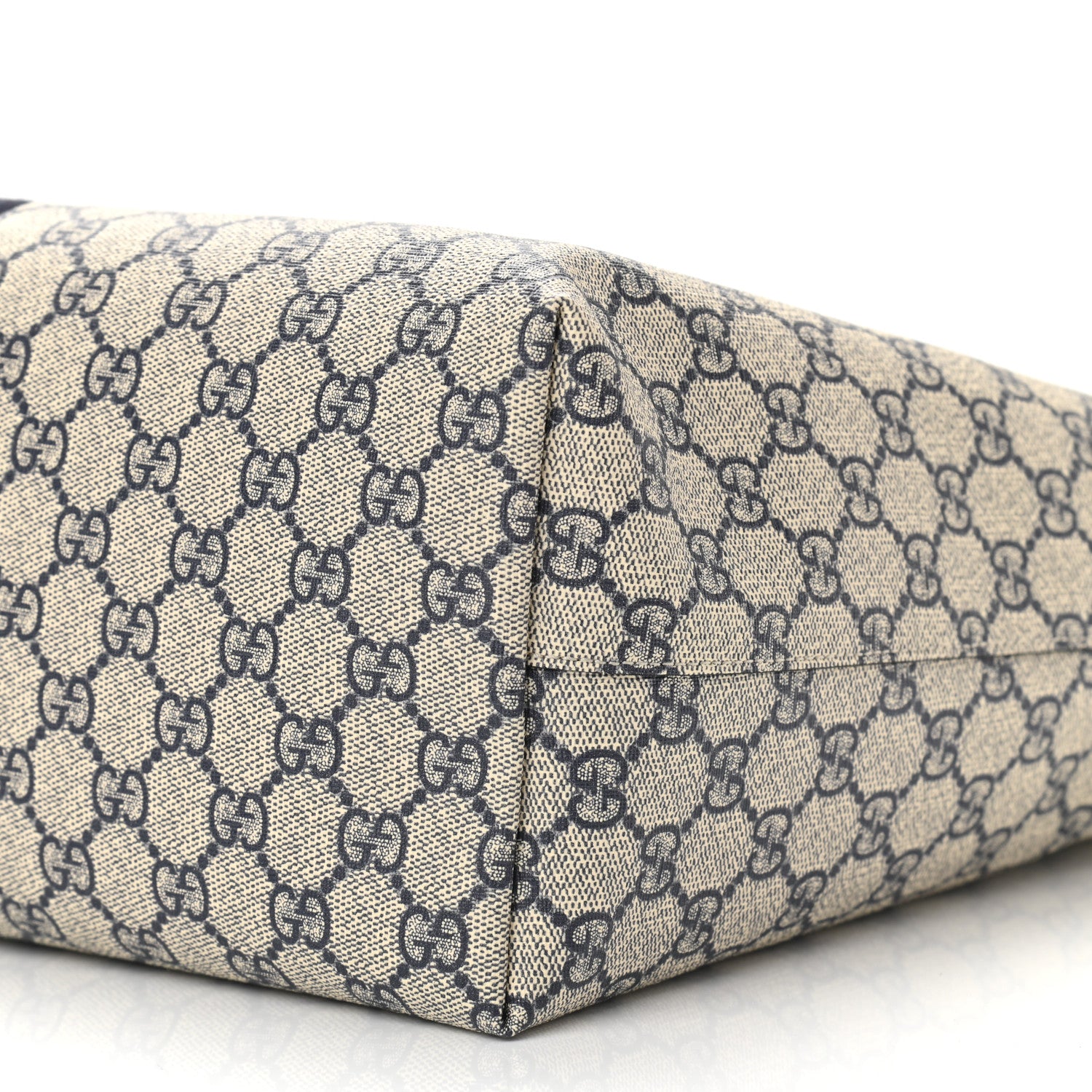 Gucci GG Supreme Monogram Textured Calfskin Web Medium Ophidia Shopping Tote Beige Blue 10 of 10