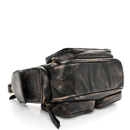 Miu Miu Distressed Nappa Pocket Bag Sand Coffee 4 of 10