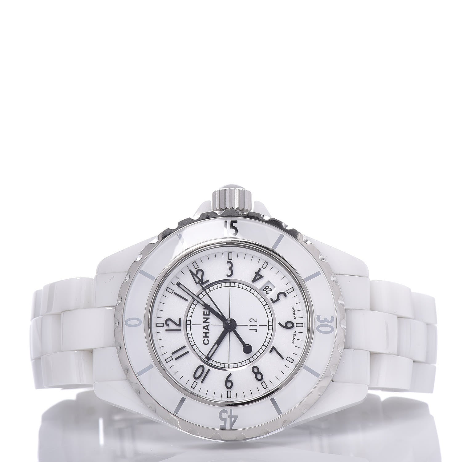 Chanel Stainless Steel Ceramic 33mm J12 Quartz Watch White 3 of 9