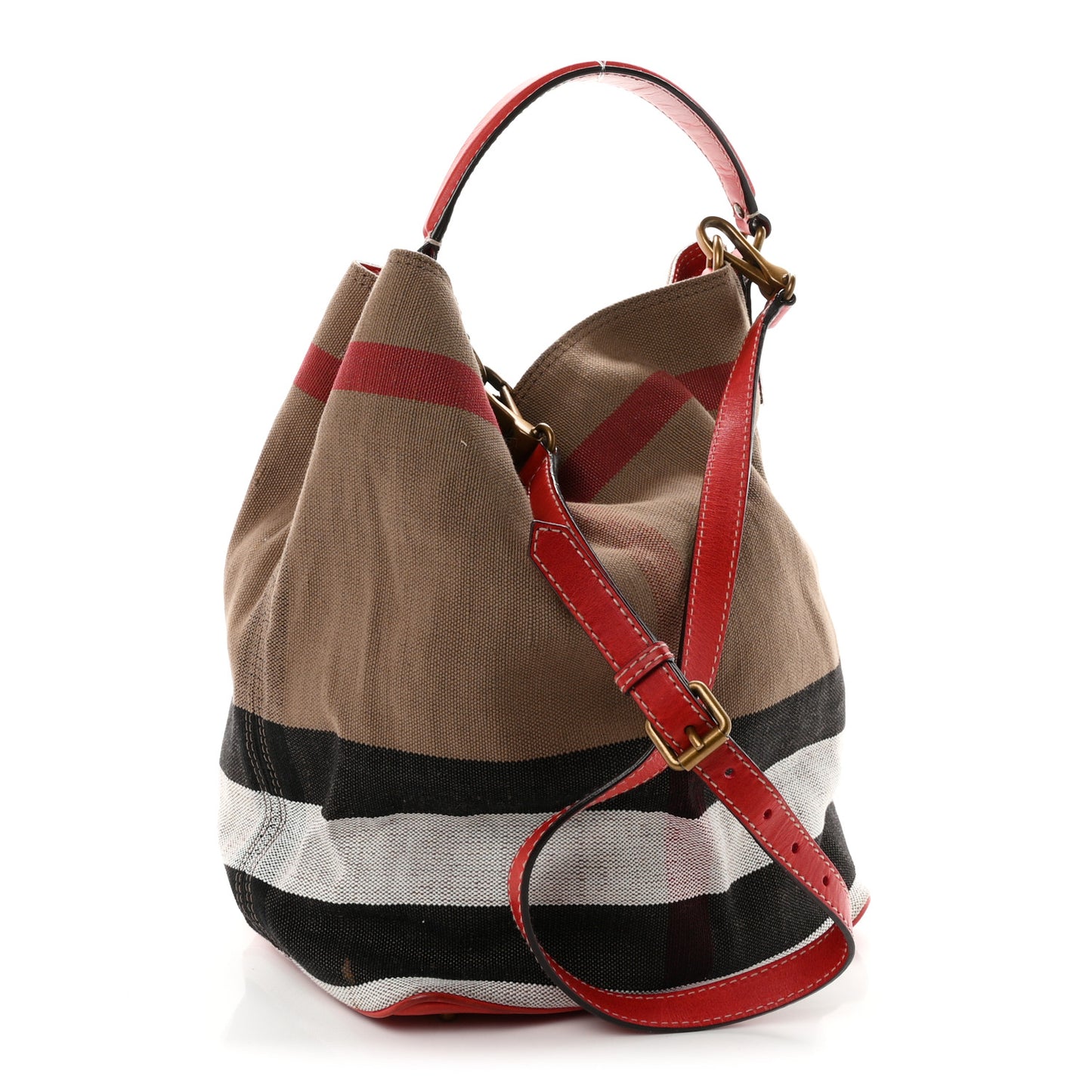 Canvas Mega Check Medium Ashby Hobo Cadmium Red