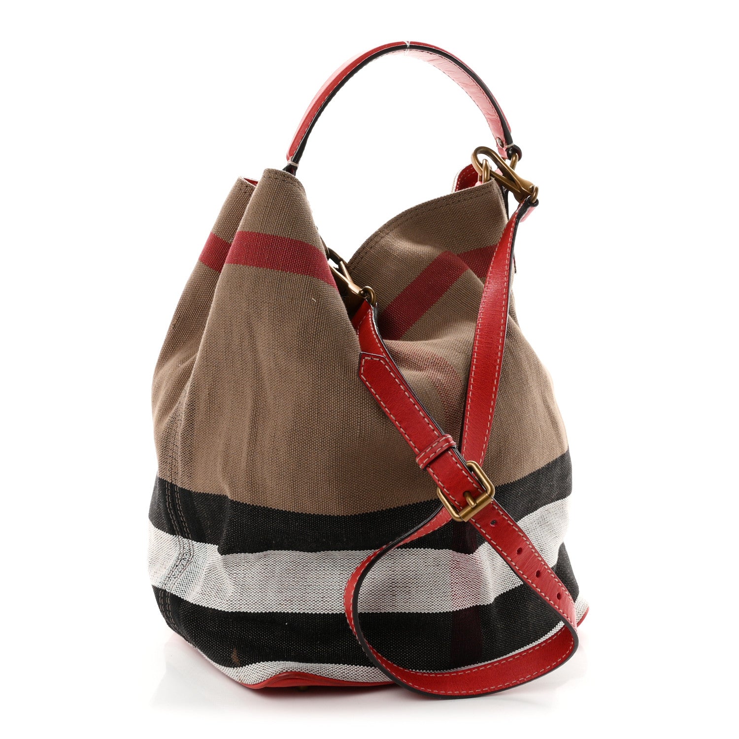 Burberry Canvas Mega Check Medium Ashby Hobo Cadmium Red 4 of 11
