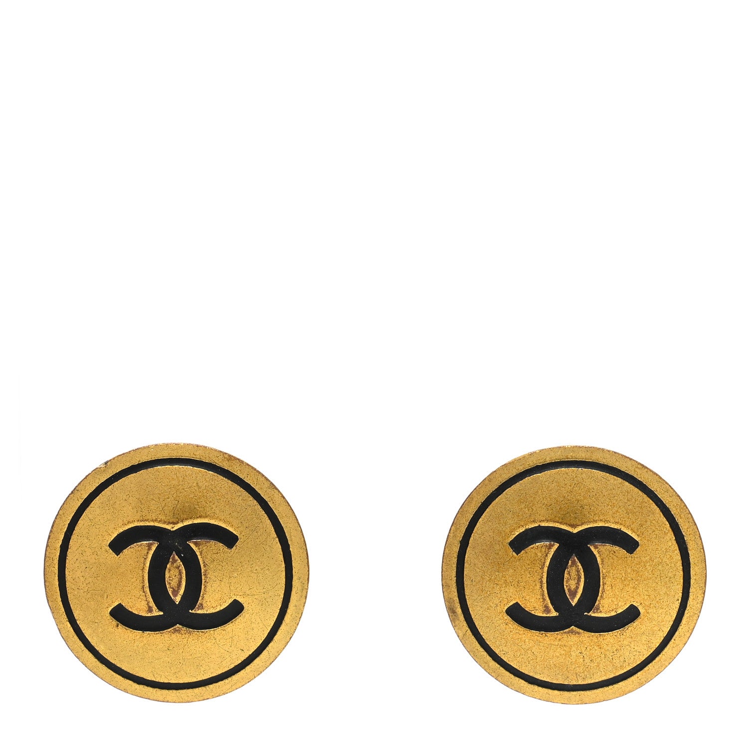 Chanel CC Clip On Earrings Black Gold 1 of 8