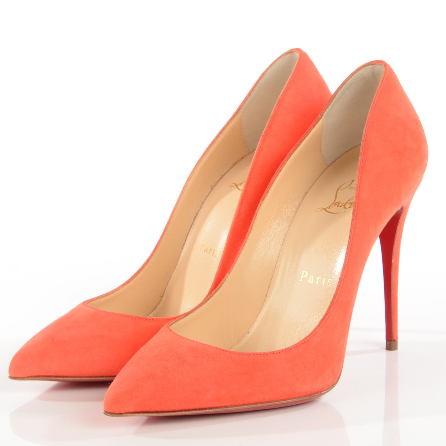 Christian Louboutin Suede Pigalle Follies 100 Pumps 37 Papaye 3 of 7