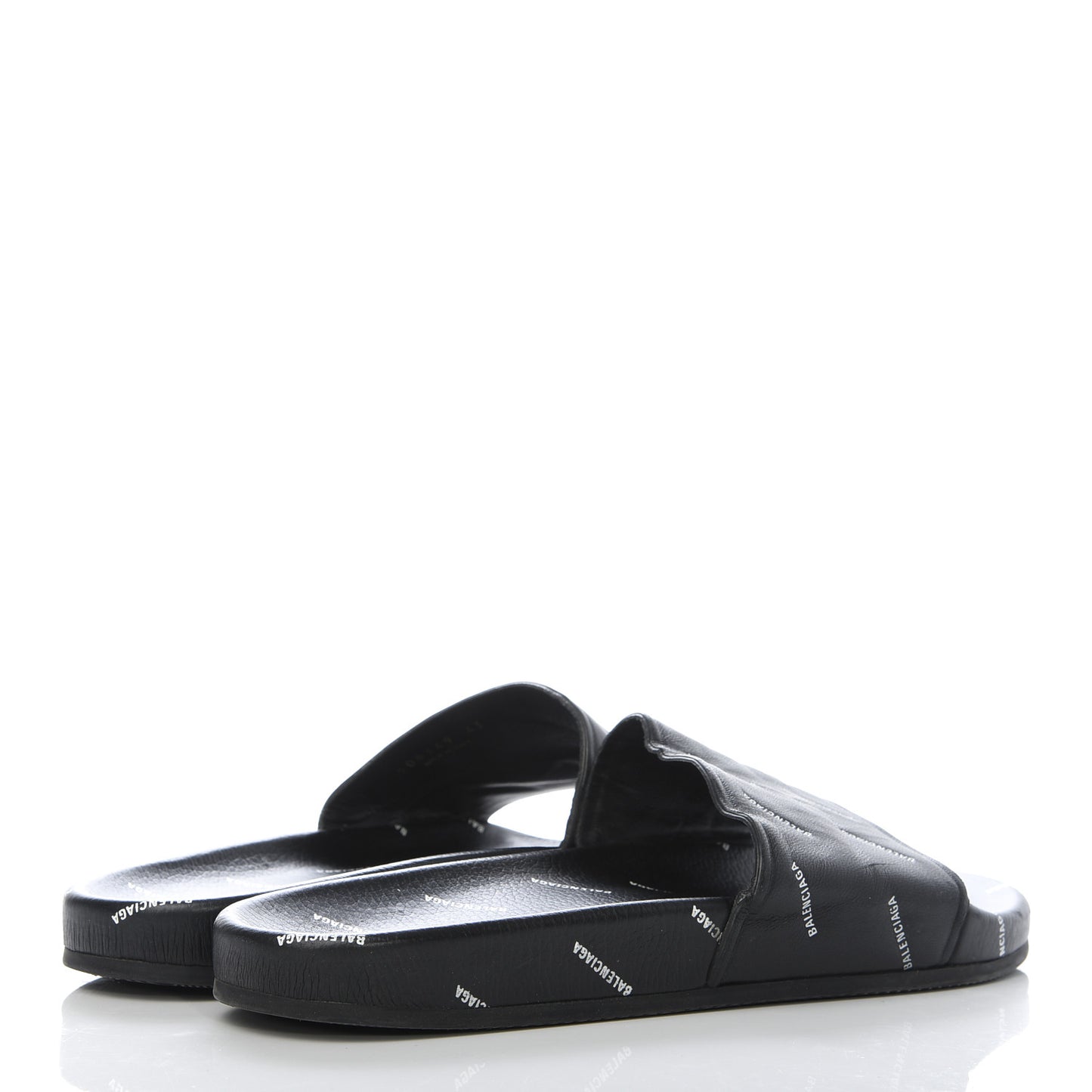 Nappa Allover Logo Embossed Mens Pool Slide Sandals 43 Black White